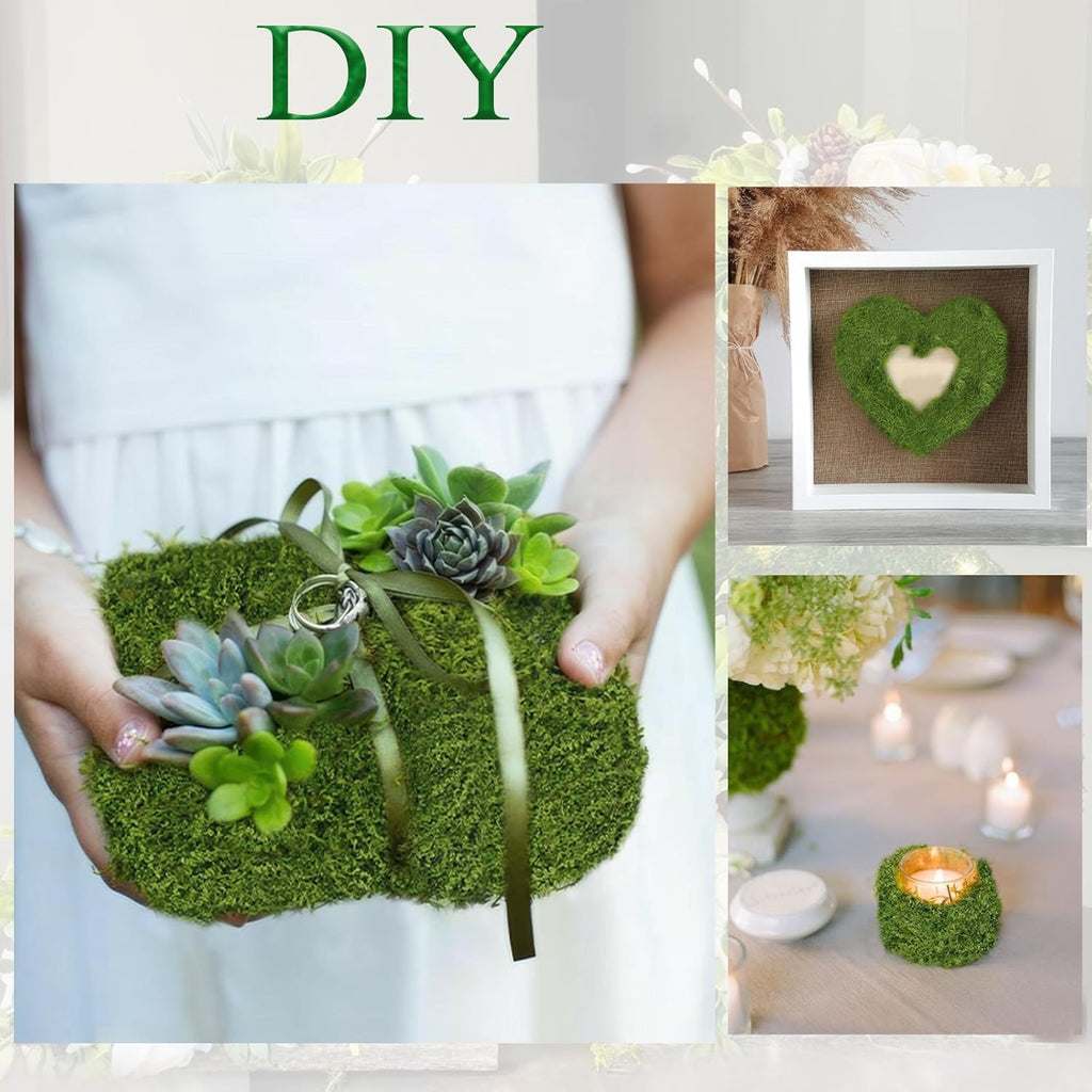 2 Pcs Fake Moss Table Runner Rolls for Decoration 4" x 47" Artificial Moss for Plants Indoor Green Faux Grass for Planters Crafts DIY Table Centerpieces Fairy Garden Floral Wedding 10 x 120cm