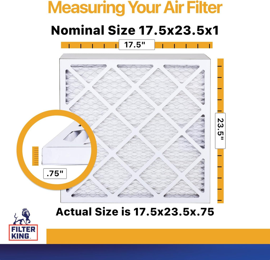 Filter King 17.5x23.5x1 Air Filter | 4-PACK | MERV 13 HVAC Pleated A/C Furnace Filters | MADE IN USA | Actual Size: 17.5 x 23.5 x .75"