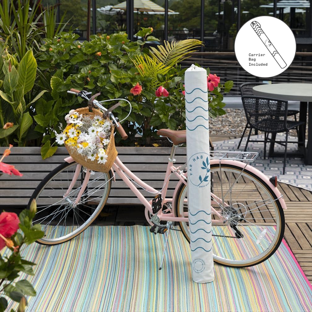 Fab Habitat Ombre Outdoor Rug - Waterproof, Fade Resistant, Crease-Free - Premium Recycled Plastic - Striped - Patio, Porch, Deck, Balcony - Big Sur - Green - 5 x 8 ft