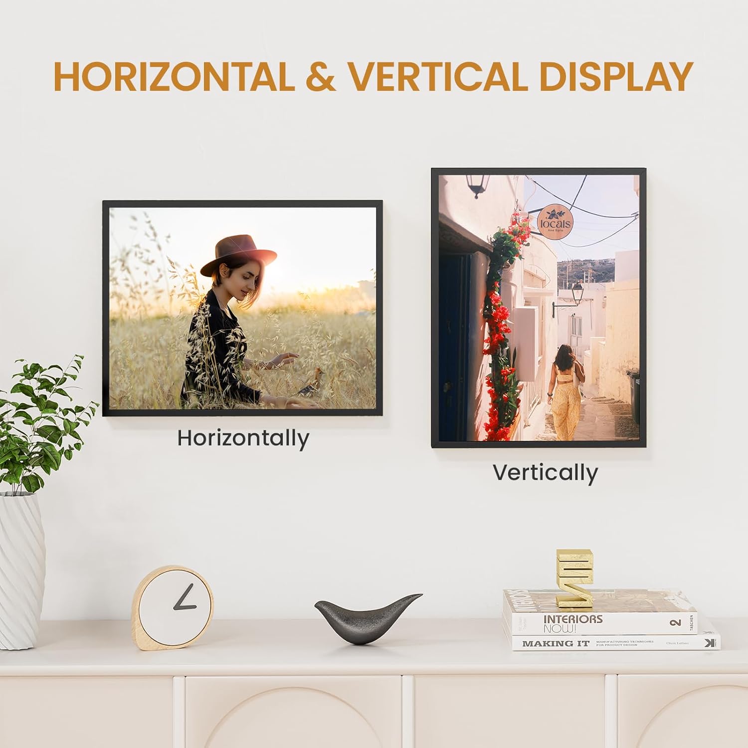 10x13 Aluminum Metal Picture Frame,Tempered Glass Black Photo Frame 10x13 for Family Photo,Posters,Art,Document to Wall Mount Horizontally or Vertically