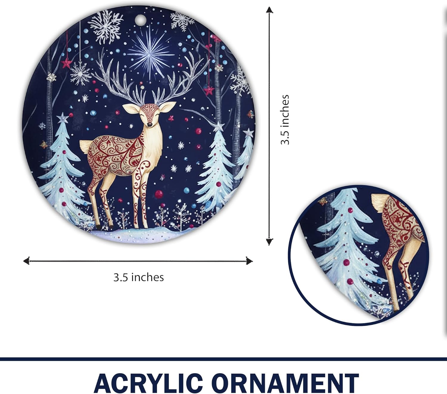 Reindeer Christmas Ornaments 2025, Scandinavian Christmas Decor Ornament, Dated Christmas Ornament 2025, Hanging Indoor Reindeer Christmas Decoration, Elegant Holiday Ornaments
