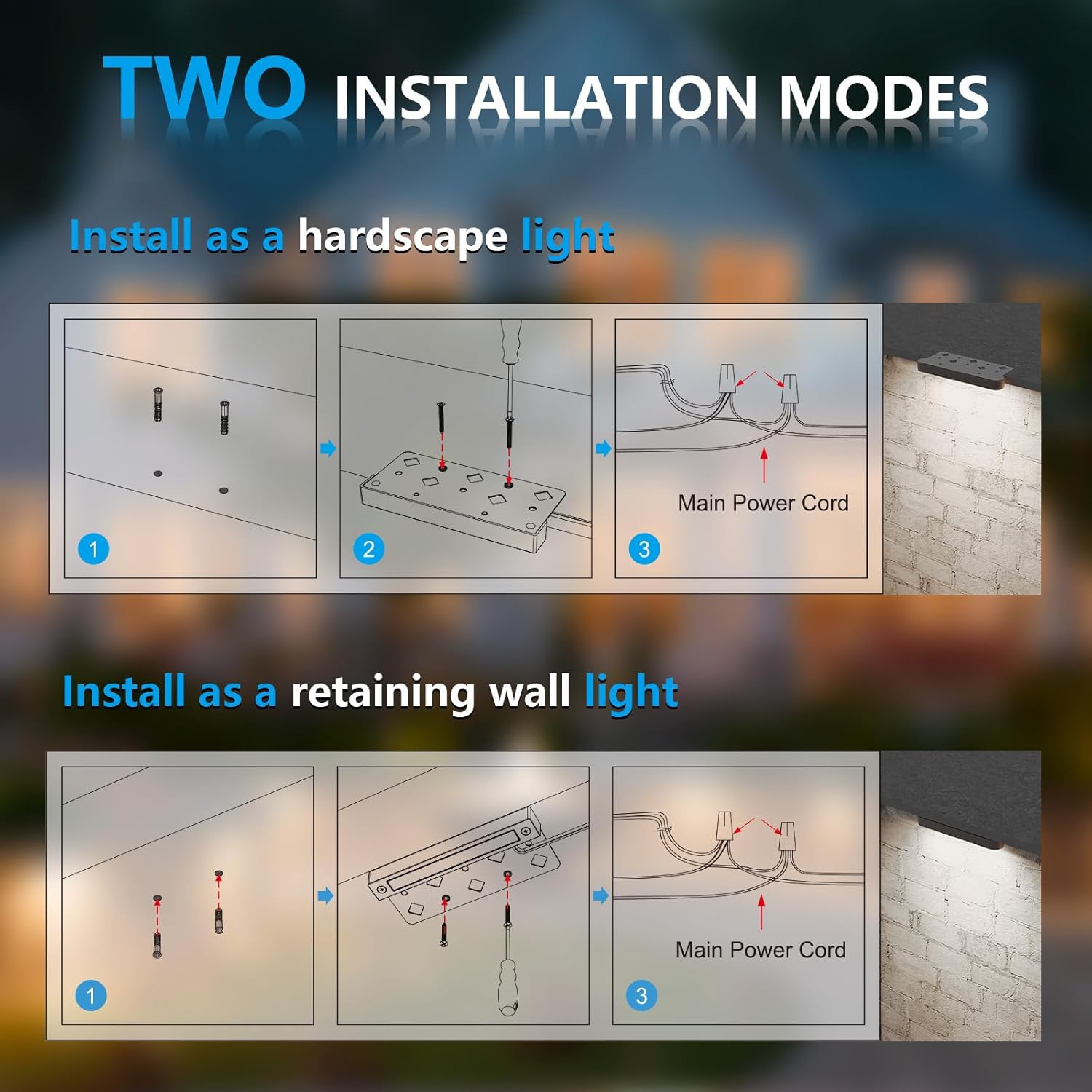 VOLISUN 7 Inch Retaining Wall Lights, IP67 Waterproof Hardscape Lighting, Cuttable Low Voltage Lighting, 12V Paver Lights, 2.8W Outdoor Step Landscape Lights, 5000K Daylight (8 Pack)
