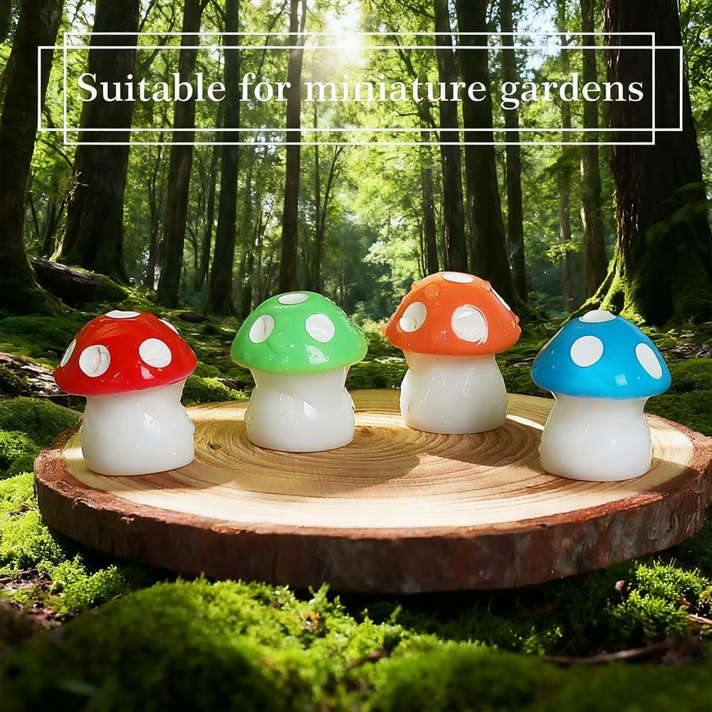 Mini Resin Mushrooms - 108PCS Bulk Small Fairy Garden Decor with 9 Colors, Miniature Mushroom Figurines for Terrarium, Dollhouse, Plant Pot, Aquarium Landscape, DIY Crafts