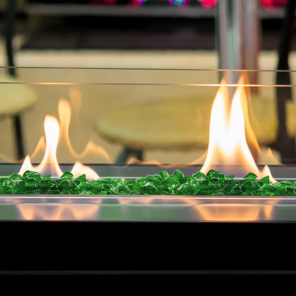 Onlyfire 1/2-Inch Polygon Fire Glass, 10 Pound Pack Glass Rock for Fireplace Fire Pit & Lanscaping, High Luster Green