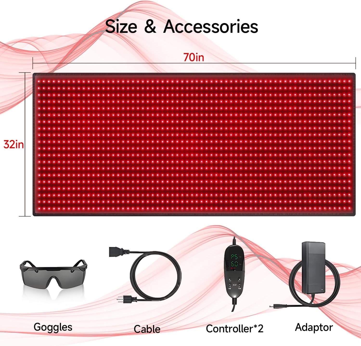 Red Light Therapy Mat for Whole Body - 1440 LEDs with 660nm & 850nm Spectrum, Near-Infrared Light Therapy Mat with Portable 71"x32" Design