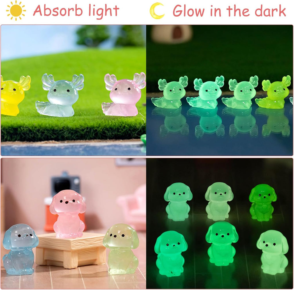 200 Pcs Luminous Mini Resin Animals Tiny Resin Animals Figures to Hide Glow in The Dark Miniature Ducks for Micro Landscape Dollhouse Potted Aquarium Fairy Garden DIY Decor