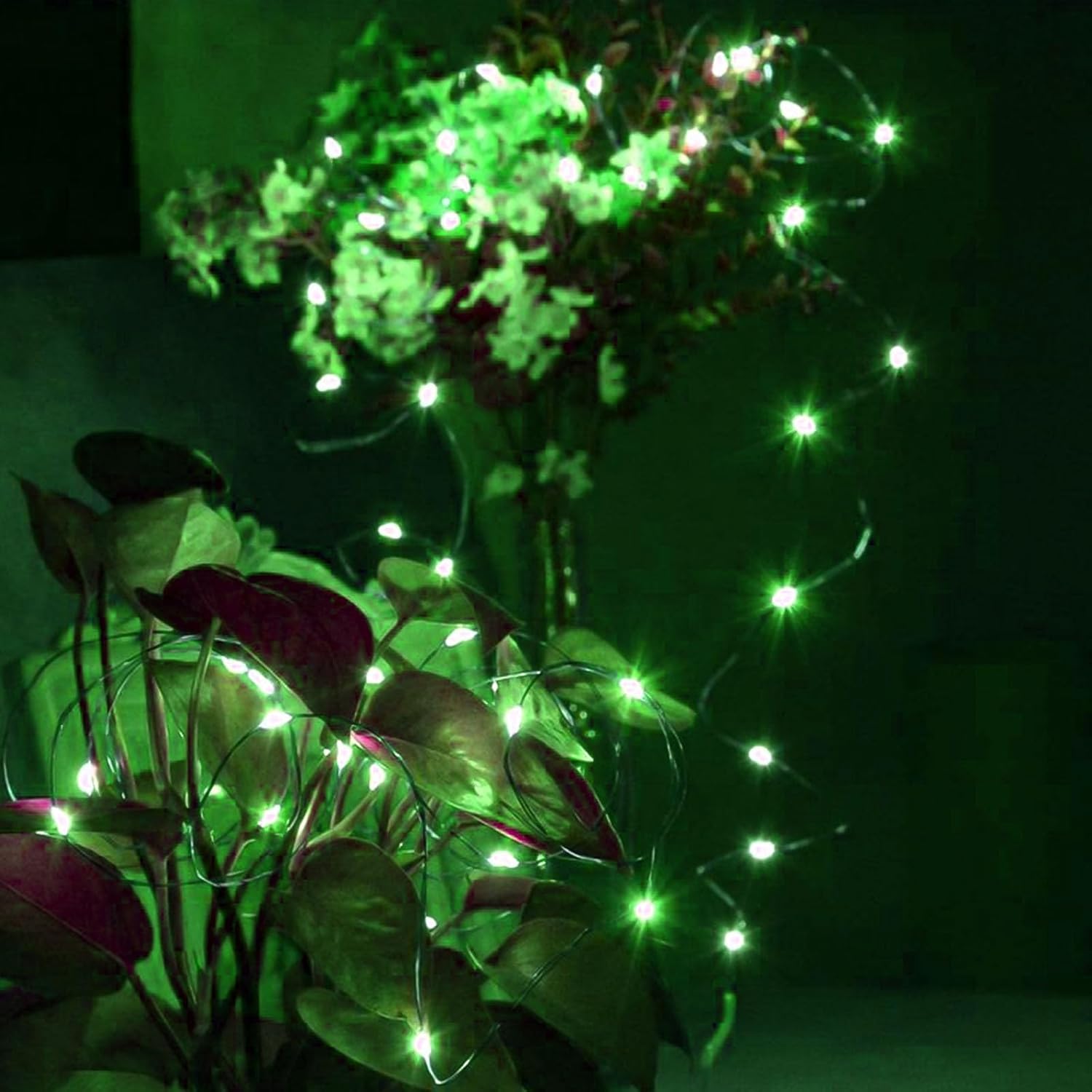 4 Pack 50 LED Fairy Lights Battery Operated with Timer, 16FT Waterproof Halloween Battery Lights Outdoor Indoor Starry Mini Led String Light for Halloween parties Bedroom Home DIY Decoration (Green)