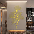 Ginkgo Leaf Metal Wall Art, Gingko Metal Wall Decor, Leaf Wall Art for Living Room, Bedroom, Office(Gold,53"Hx34"W/135x86cm)