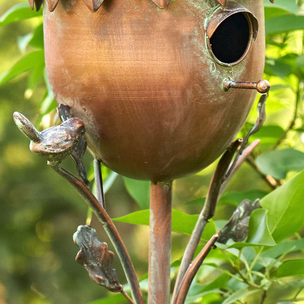 Copper Colored Birdhouse Garden Stakes (Acorn)