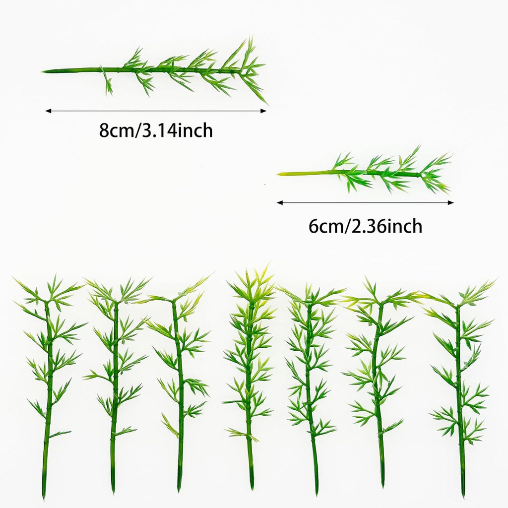 Woohome Model Miniature Bamboo Trees, Green Plastic Bamboo Trees for Building Model, Home Miniature Landscape Landform Diorama Project, 100 PCS, 2.36’’ and 3.15’’