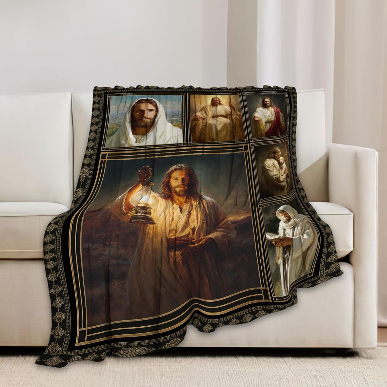 Christian Jesus Blanket Religious Catholic Jesus Throw Blankets Gifts for Girls Boys Kids Soft Cozy Fleece Plush for Couch Sofa Bed 60"x50"