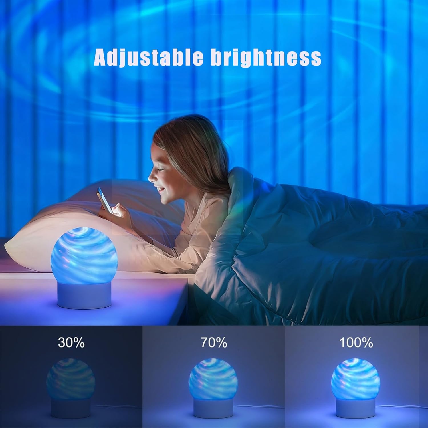 2 in 1 Ocean Wave Projector Light, 16 Color Northern Aurora Night Light Projector, 3D Dynamic Ripple Effect Holographic Water Ripple Romantic Ambient Lighting, Mood Lighting for Bedroom, Wired