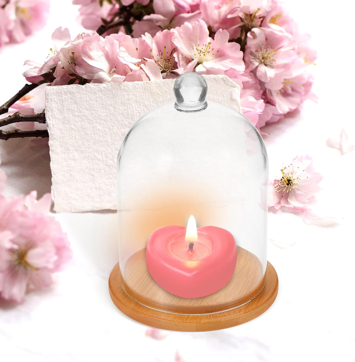 POPETPOP Glass Cloche Dome Bell Jar Display Case Glass Display Dome Terrarium Jar for Plants Collectible Figure （Only single cover）