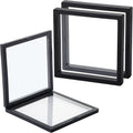 Doot Black 3D Floating Frame Display Holder Stands, 4 Pack Challenge Coin Display Case with Base, 7.08 x 7.08 x 0.8 Inch Silicone Coin Frame , 3D Floating Jewelry Frame for AA Medallions, Jewelry