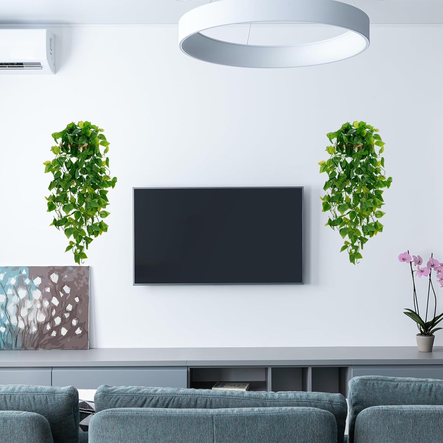 BLEUM CADE Fake Hanging Plants, 8pcs Artificial Hanging Plant, Faux Pothos Vines Hanging Plant Greenery for Wall Home Living Room Indoor Outdoor Decor (No Baskets)