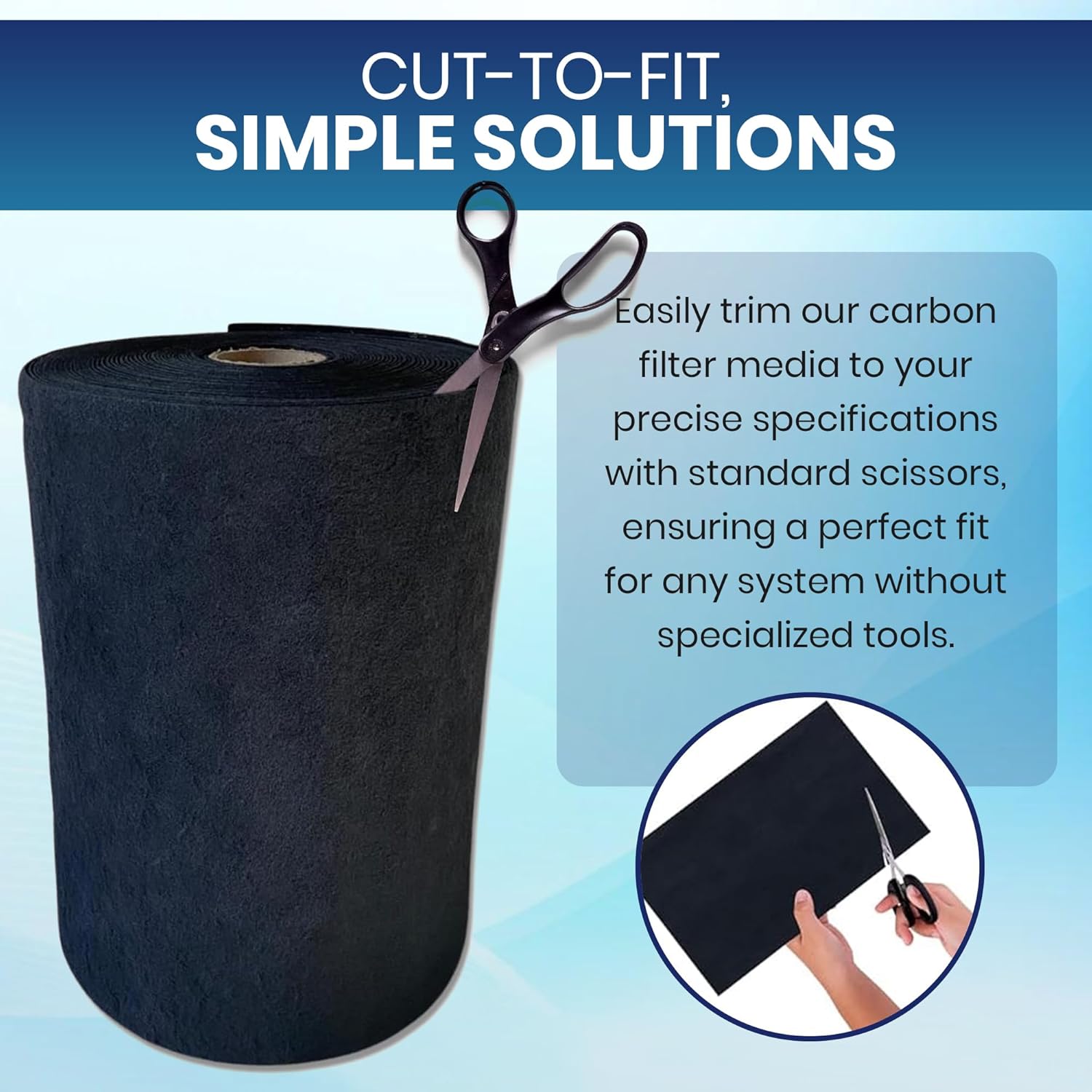 Activated Carbon Filter Media Roll - 31" x 100' x 1/4" Thick, Odor Control, Cut to Size, Filter Range Hood, AC Filter Material, Durable Carbon Filters, Made in USA