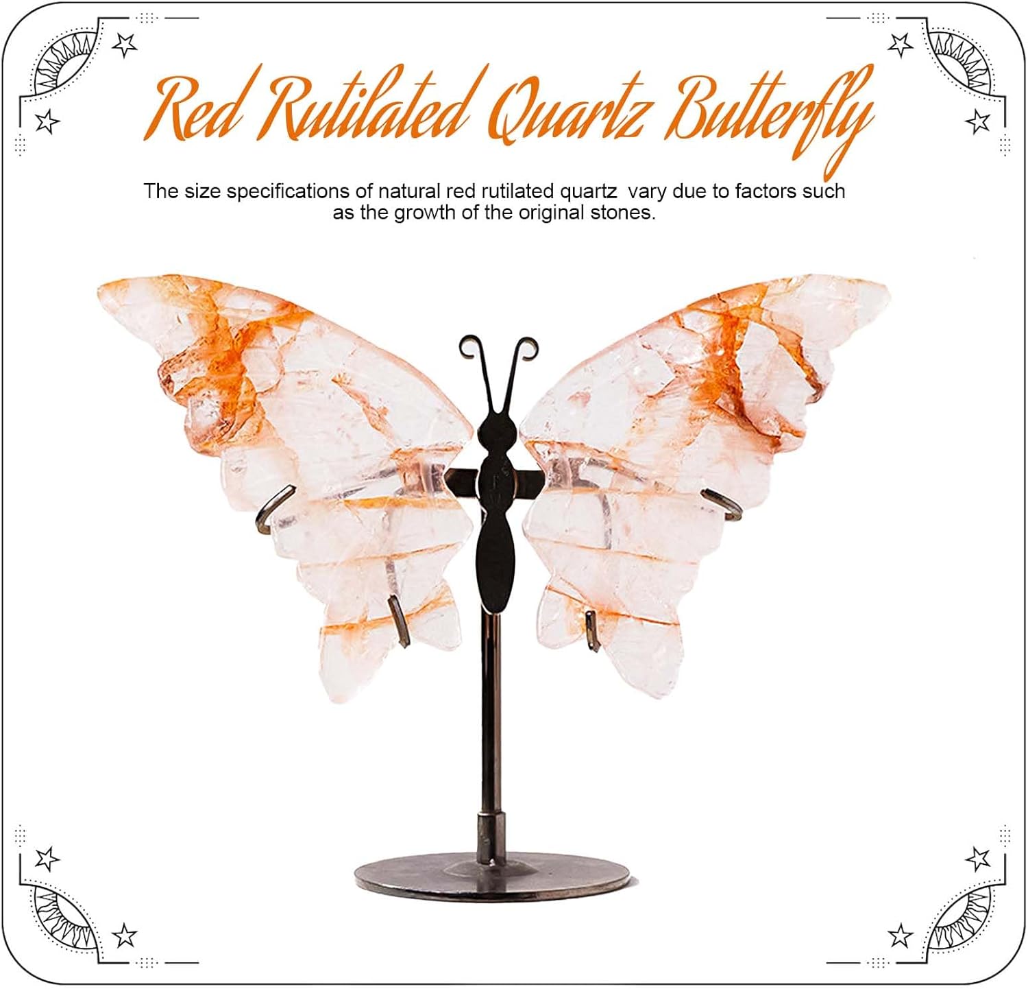 Apengshi Crystal Butterfly Ornament, Amethyst Agate Wings, Home Office Tabletop Decor (Red Phantom Quartz)