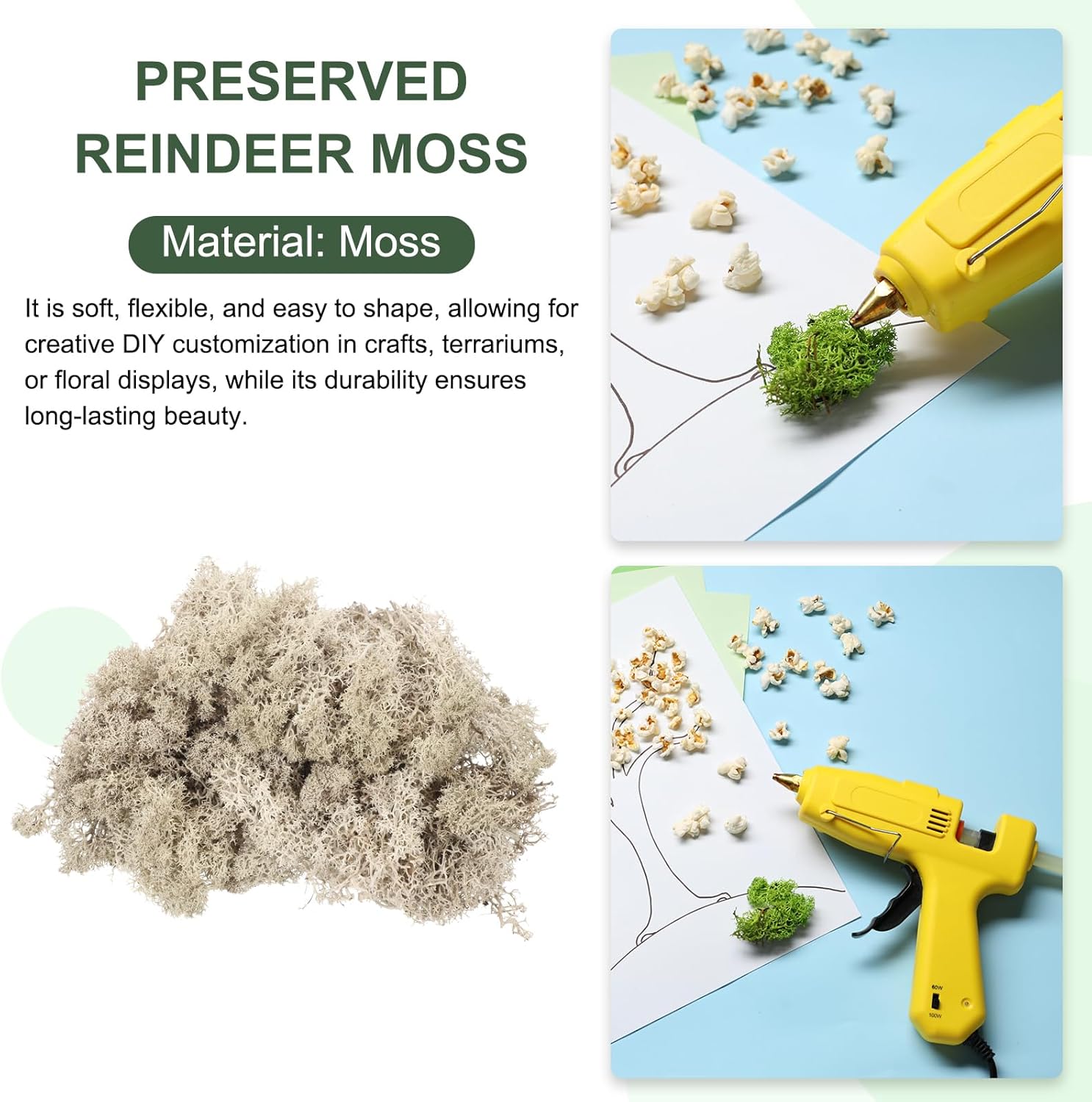 MECCANIXITY 4.6oz Preserved Reindeer Moss, Brown Decorative Artificial Fake Moss for Potted Plants Indoor Crafts Lichen Centerpieces Decor