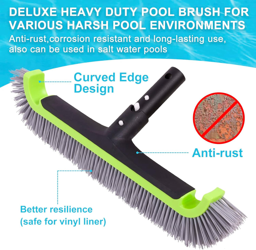 Sepetrel Deluxe Swimming Pool Cleaning Kit Including Rubber Edge Skimmer Net,17.5" Pool Brush Head & Hand Scrub Brush(NO Pole)