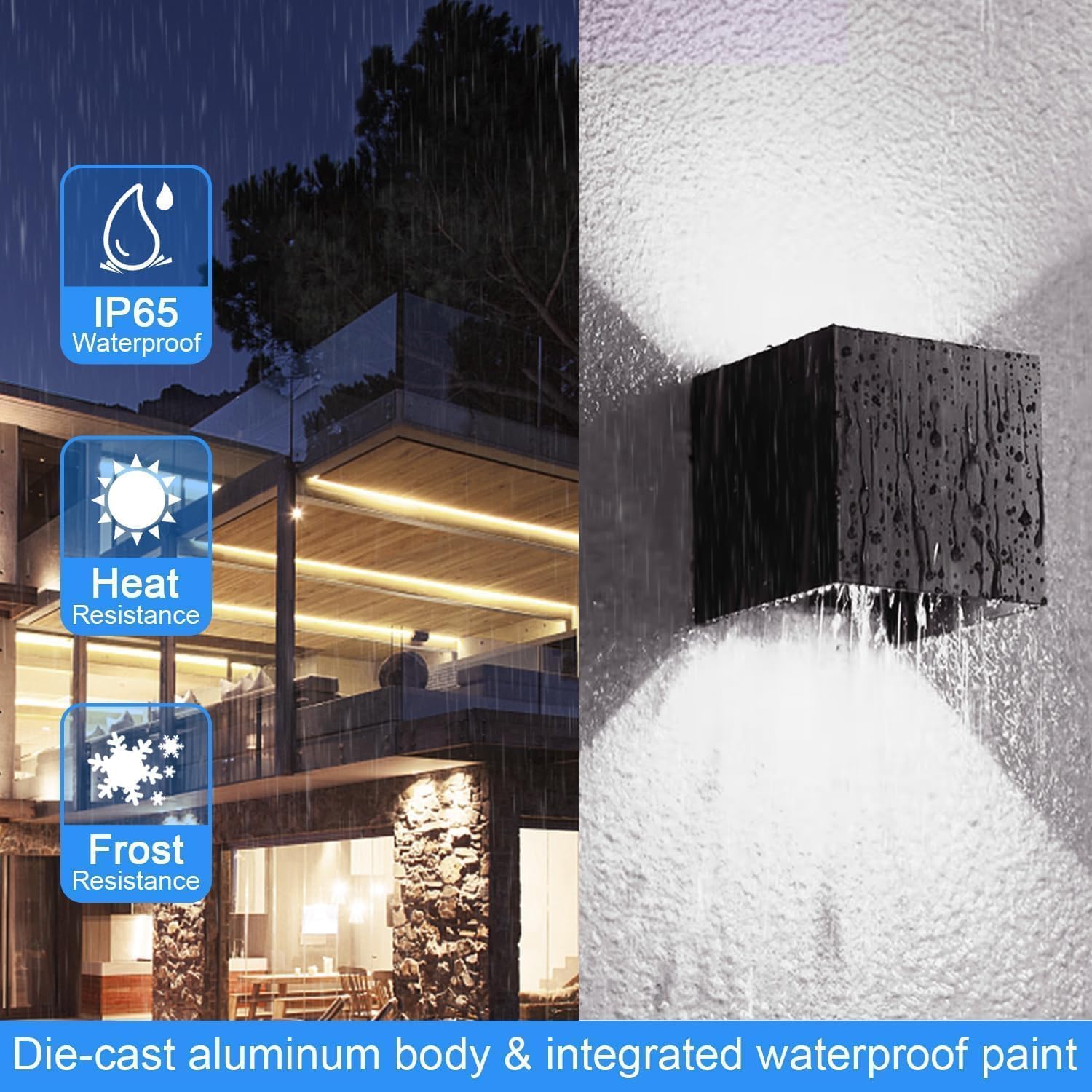 ledmo Modern Sconce Wall Light Up Down, Outdoor Adjustable 20W 6500K Porch Lights, IP65 Exterior and Interior Aluminum Wall Pack Light, 1800LM Square for Garage, Garden, Staircase, Courtyard, 4 Pack