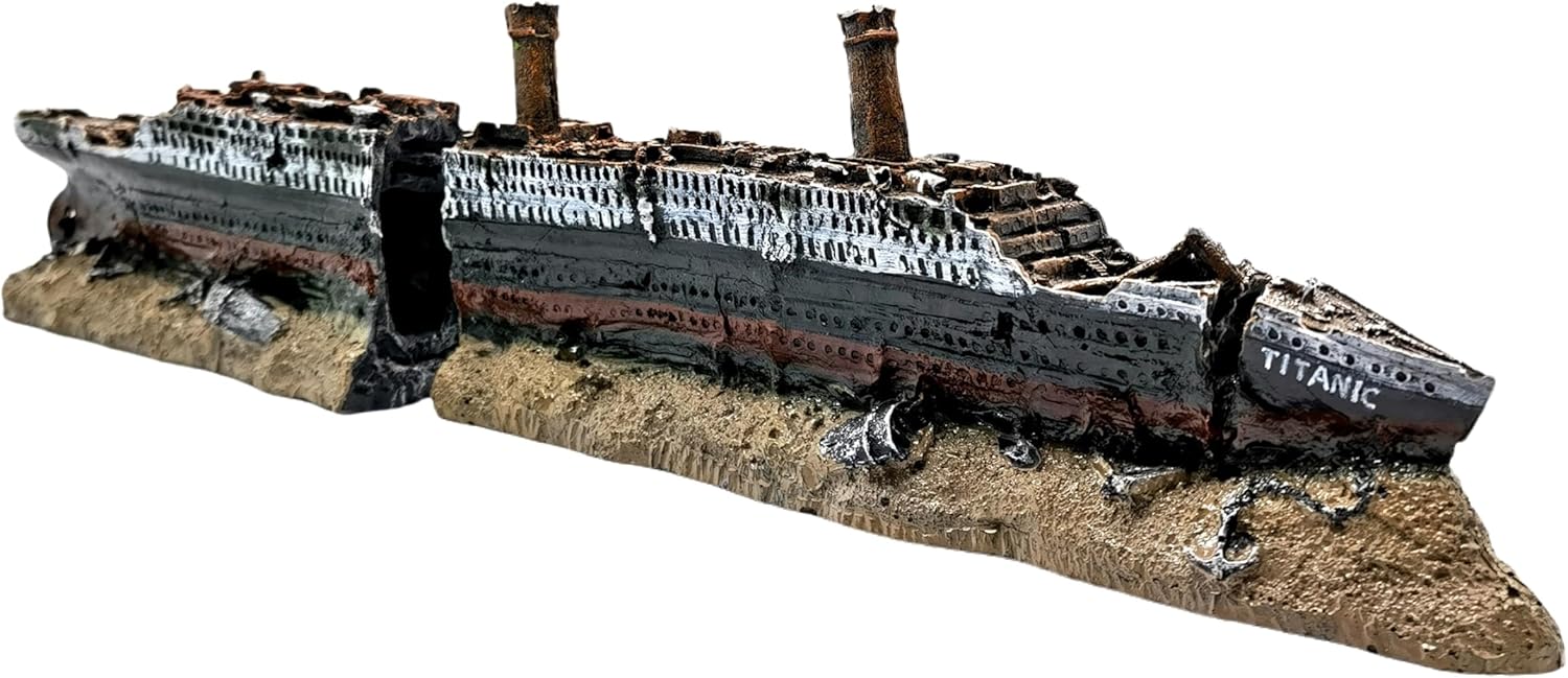 M2cbridge Antique Roman Column Ruins European Castle Aquarium Decorations Fish Tank Hideout Rocks(Titanic Shipwreck)
