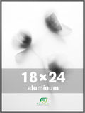 FrameWorks 18x24 Brushed Aluminum Poster Frames – Modern Brushed Metal Design w/Shatterproof Plexiglass, Perfect for Posters, Artwork, Paintings, Wall Displays – Home or Office Decor, Black - 1 Pack