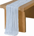 Ling's Moment 14Ft Dusty Blue Cheesecloth Table Runner Boho Chic Gauze Semi-Sheer Tablecloth for Wedding Celebrations for Baby Shower Decorations