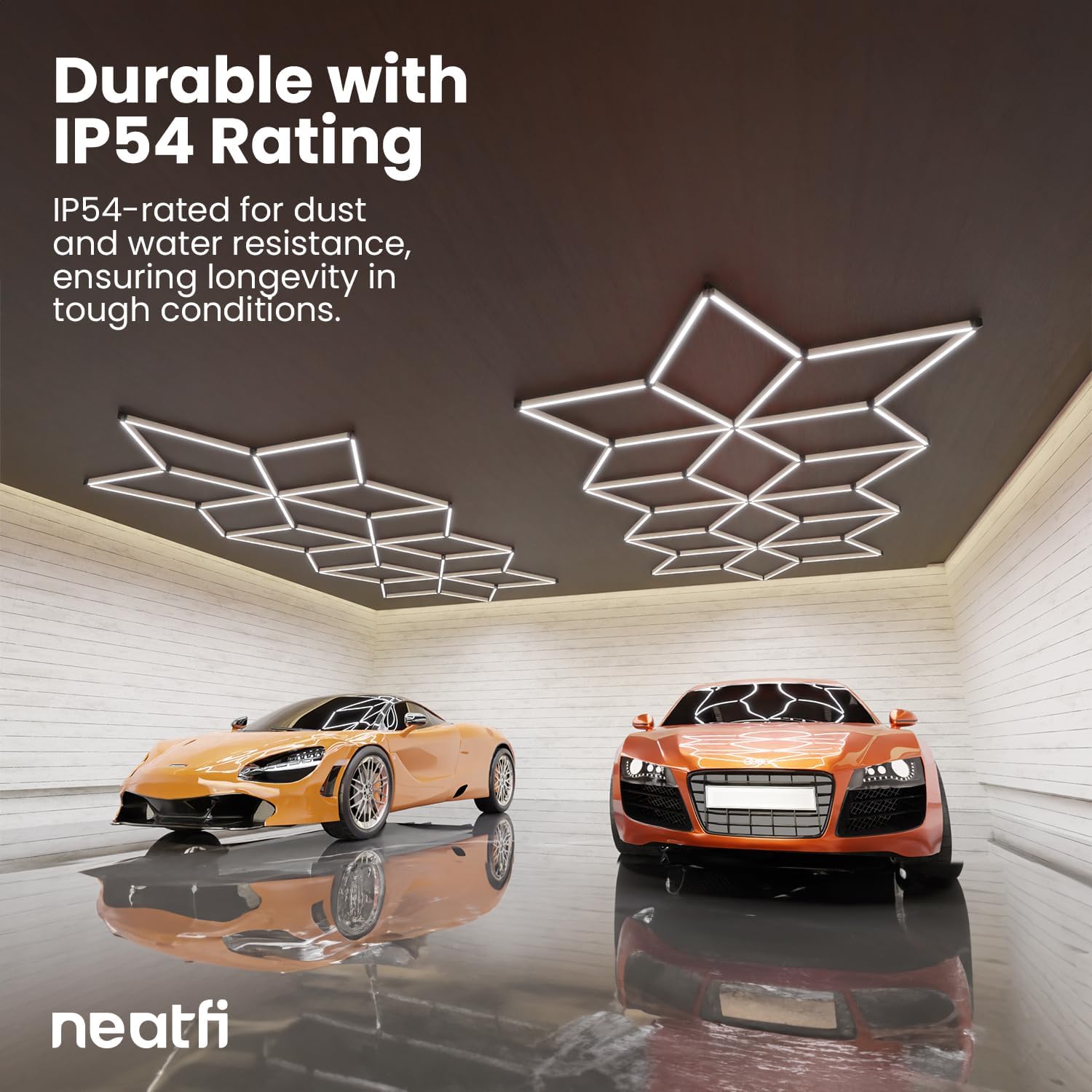 Neatfi Modern LED Garage Light, 36,120 Lumens, 361.2W, 6500K, IP54 Rated, Ceiling Lighting for Car Detailing, Auto Shops, Workshops, and Gyms (Snowflake Pattern, Cool White)
