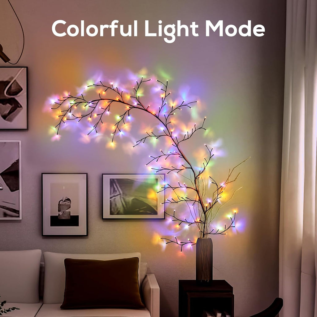 Enchanted Willow Vine Lights for Home Decor with 160LEDs, 8.2FT Voice-Activated Wall Decoration Light, Support Warm and Color Light Mode Switch, Ideal for Christmas, Wedding, Party Decor(Brown)(1PCS)