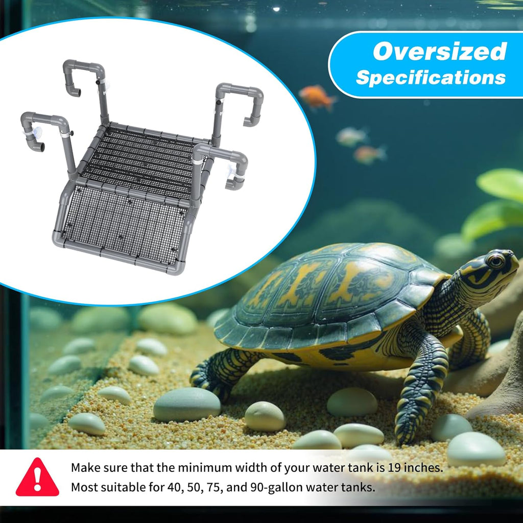 SKARUS Extra Large Hanging Turtle Basking Platform, 19″ Wider Turtle Dock with Ramp, Basking Area for Aquarium Tank Height Adjustable Reptile Floating Dock Tortoise Tank Accessories for Lizard Gecko
