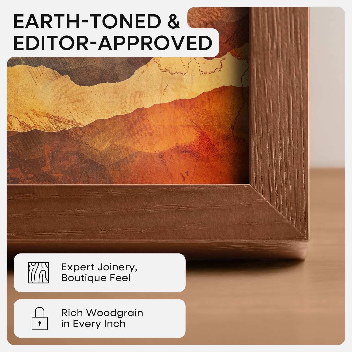 Homeforia 14x17 Picture Frame Brown, High End Dark Oak 14x17 Wooden Frames with Mat 11x14, 14 x 17 Walnut Wood Poster Frame Matted to 11 by 14, 17x14 Hanging Frames, Tempered Glass, Wall Kit, Set of 1
