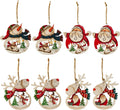 Christmas Ornaments Set 8-Pack, Retro Xmas Tree Hanging Ornaments, Wooden Santa Snowman Xmas Reideer Ornaments for Tree Holiday Decorations, Outdoor Holiday Home Decorations