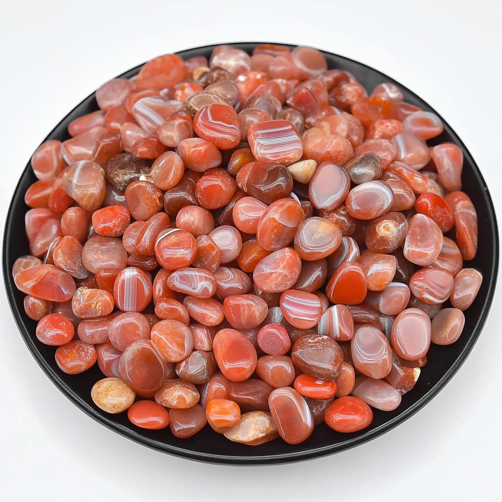 Polished Carnelian Crystal Chips 200 Pcs - 0.3" 10 oz Tumbled Stone Chips Crushed Sea Glass Stones Healing Reiki Crystal Making Home Decoration