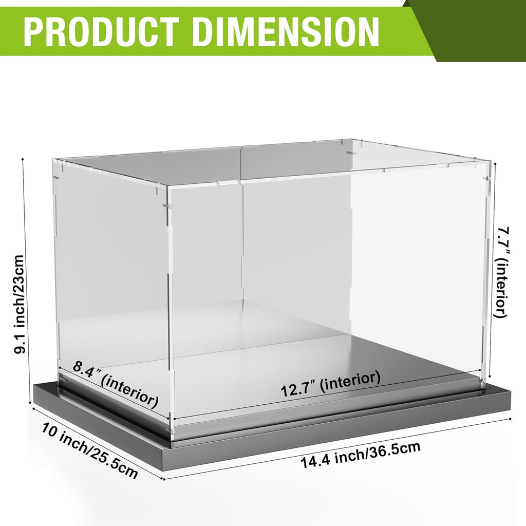 Putros Boxing Glove Display Case with Mirror and Black Metal Grooved Base Clear Acrylic Display Case Full Size Holder Showcase for Baseball Mitt
