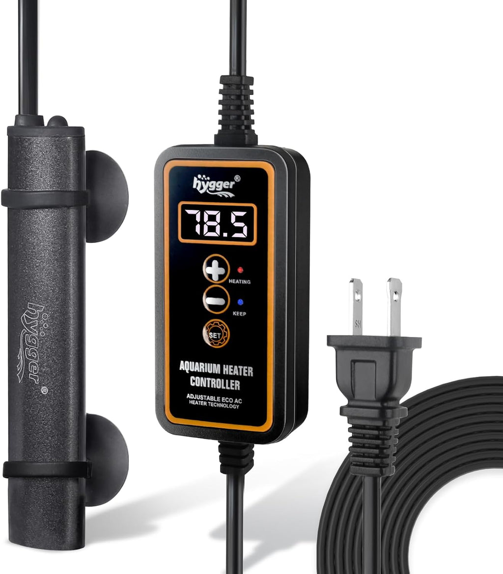 hygger Mini Submersible Aquarium Heater, Turtle and Betta Fish Tank Heater with Digital Display External Controller Freshwater
