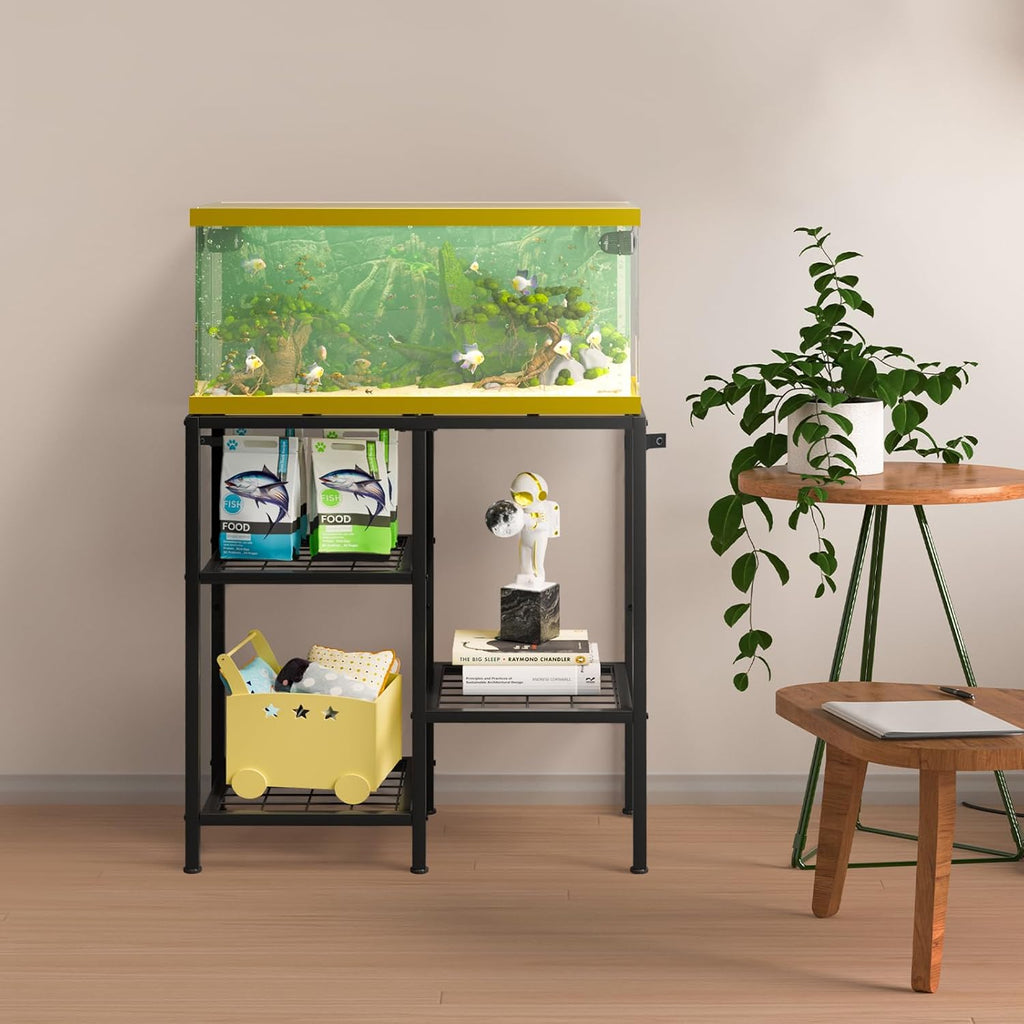 CADUKE Aquarium Stand 20 Gallon, Metal Fish Tank Stand, Aquarium Rack Stand for Fish Tank Accessories , 3 Tier Turtle Reptile Terrarium Stand for Living Room Office