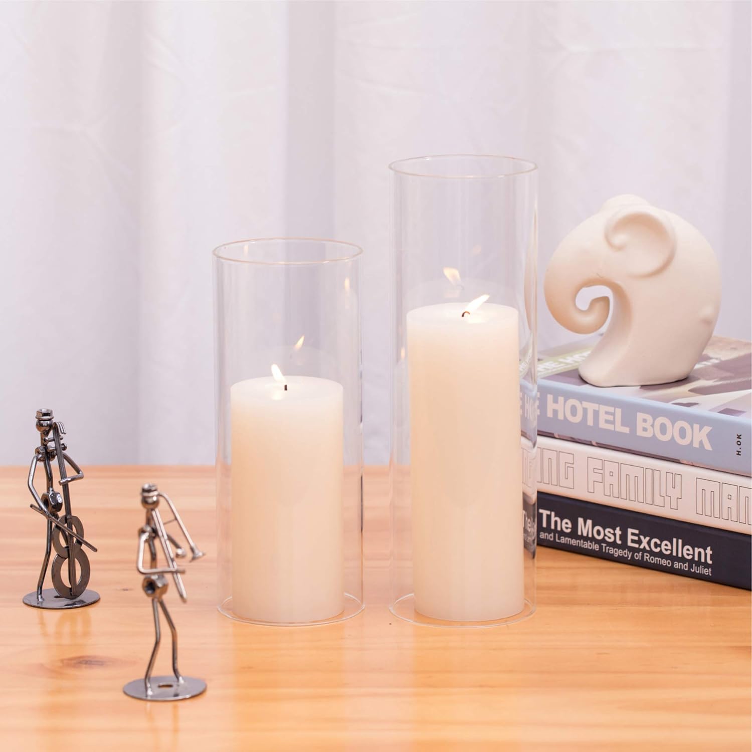 WGVI Hurricane Candle Holder Sleeve, Wide 4", Height 6", Clear Glass Cylinder Candleholder, Chimney Tube, Open Ended Candle Shade, 6 Pieces Bulk
