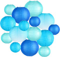Paper Lanterns Decorative, Gradient Blue Round Hanging Paper Lantern Decorations for Anniversary Graduation Wedding Birthday Party Baby Shower Decorations, 15Pcs