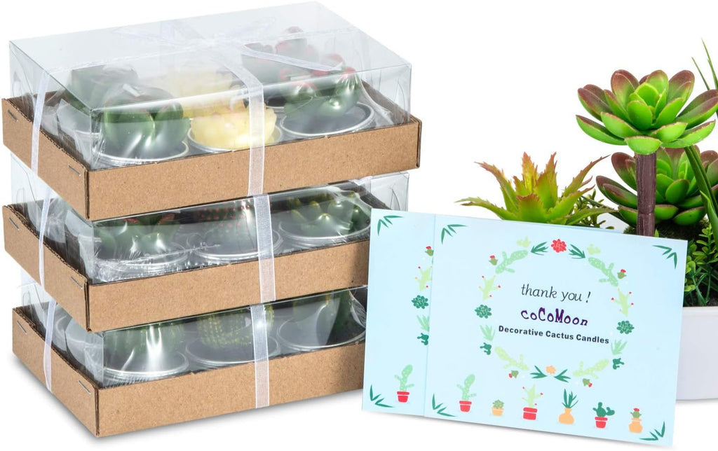 Cactus Tealight Candles(18 Pcs), Artificial Succulents Decorative Tea Light Candles,Perfect for Birthday Wedding Party Home Decor