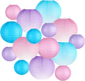 Paper Lanterns Decorative, Gradient Blue Purple Pink Round Hanging Paper Lantern Decorations for Under The Sea Theme Birthday Party, Wedding, Baby Shower, Home Decor, 15Pcs