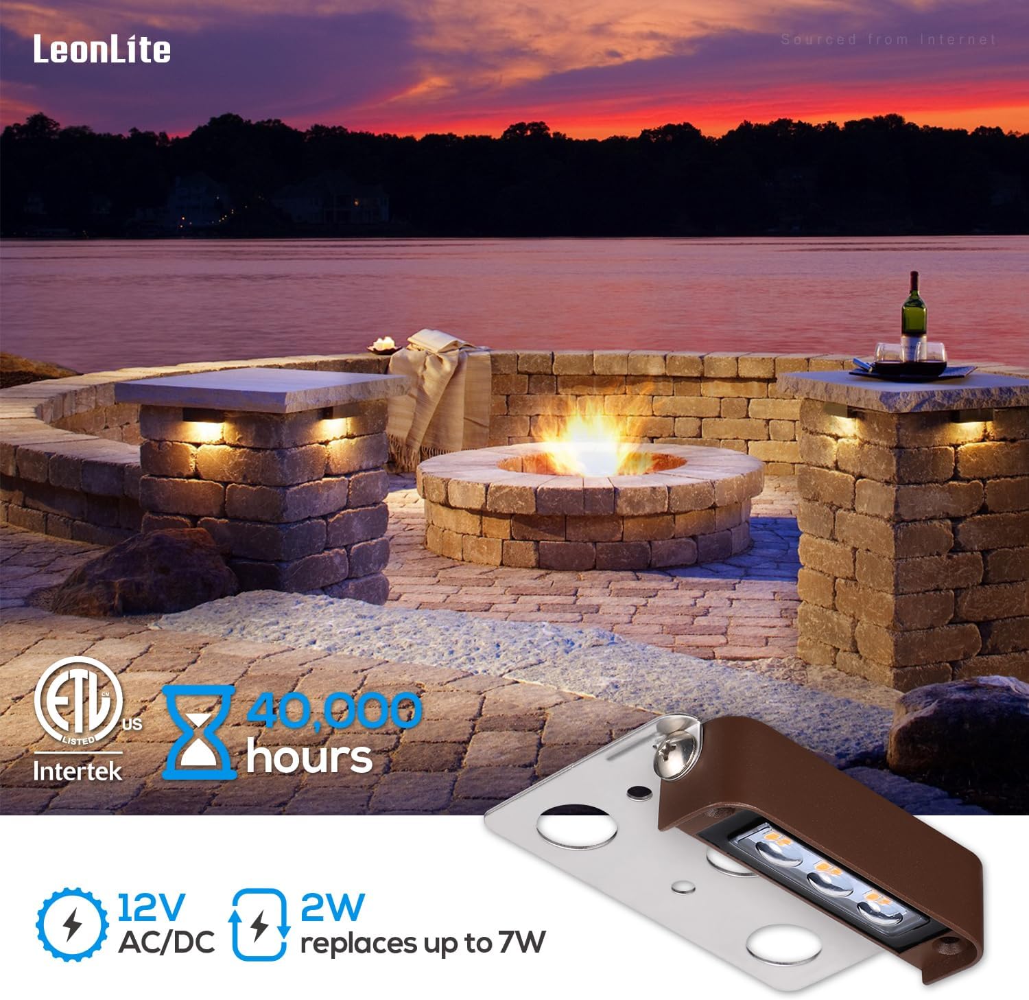 LEONLITE 8-Pack 4 Inch LED Hardscape Lighting, Update Retaining Wall Lights, LED Landscape Lighting, 12 AC/DC Paver Light Low Voltage, 2W Outdoor Step Lights, 2700K Soft White, ETL
