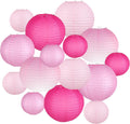 Paper Lanterns Decorative, Gradient Pink Round Hanging Paper Lantern Decorations for Wedding, Valentine's Day, Anniversary, Baby Shower, Girls Birthday Party Supplies, 15Pcs
