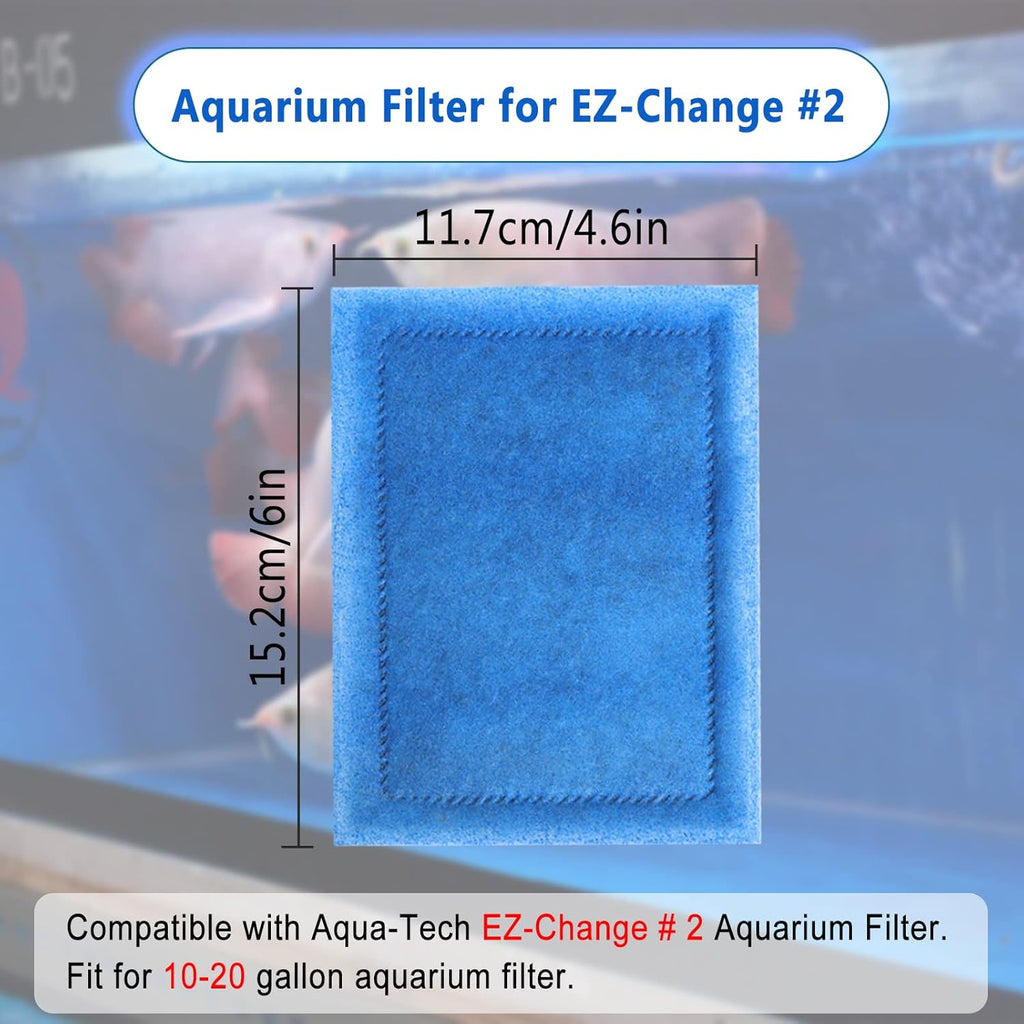 EZ-Change #2 Aquarium Filter Cartridge - Compatible with Aqua-Tech 10-20 Aquarium Filter - 12 PCS Fish Tank Filter Cartridges Compatible with AquaTeach 10-20 Power Filter