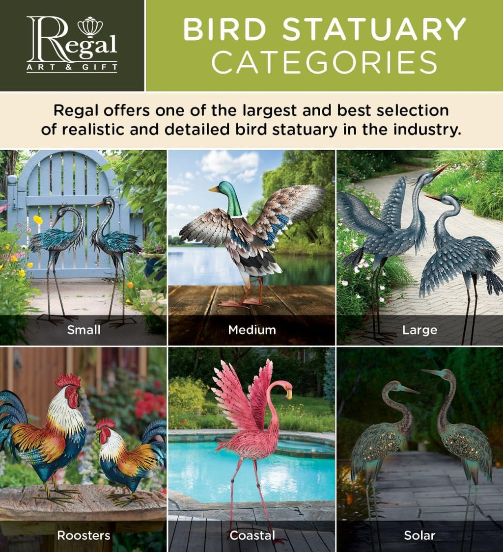 Regal Art & Gift Blue Heron Metal Statue – Indoor Outdoor Decorative Sculpture for Home & Garden Décor, Weather-Resistant Yard Art Figure for Patio, Lawn