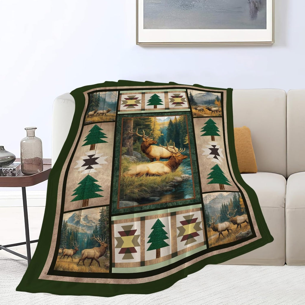 Deer Throw Blanket Deer Elk Stuff Gifts for Kids Girls Boys Adults Women Men Soft Cozy Warm Plush Fluffy Fuzzy Fleece Blanket Decor 50''X60''