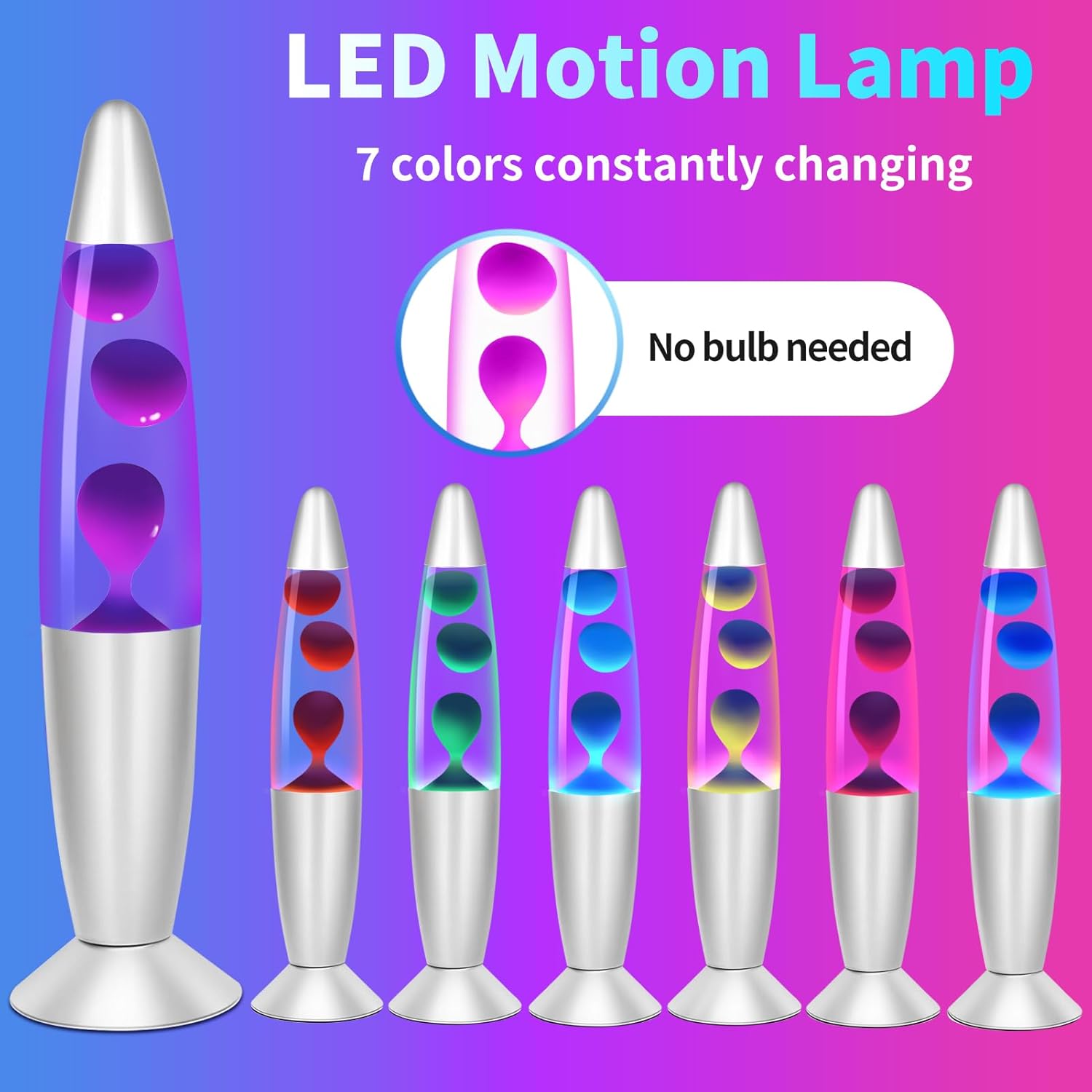 Purple Wax Liquid Motion Lamps Multi Color Changing, 13" LED Magma Lamp for Adults Kids, Relaxing Night Light Birthday Gifts for Boys Girls, Home Décor Mood Light for Living Room Bedroom Office