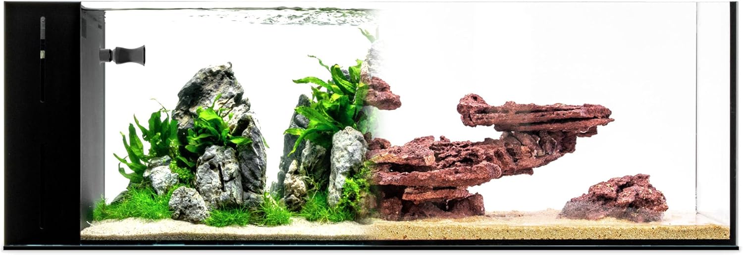 Ultum Nature Systems Dual AIO - Freshwater/Saltwater Compatible All in One Rimless Tank with Triple Chamber Filtration System, Integrated Filter Aquarium w/Leveling Mat - 21 Gallon, 90LA, Black