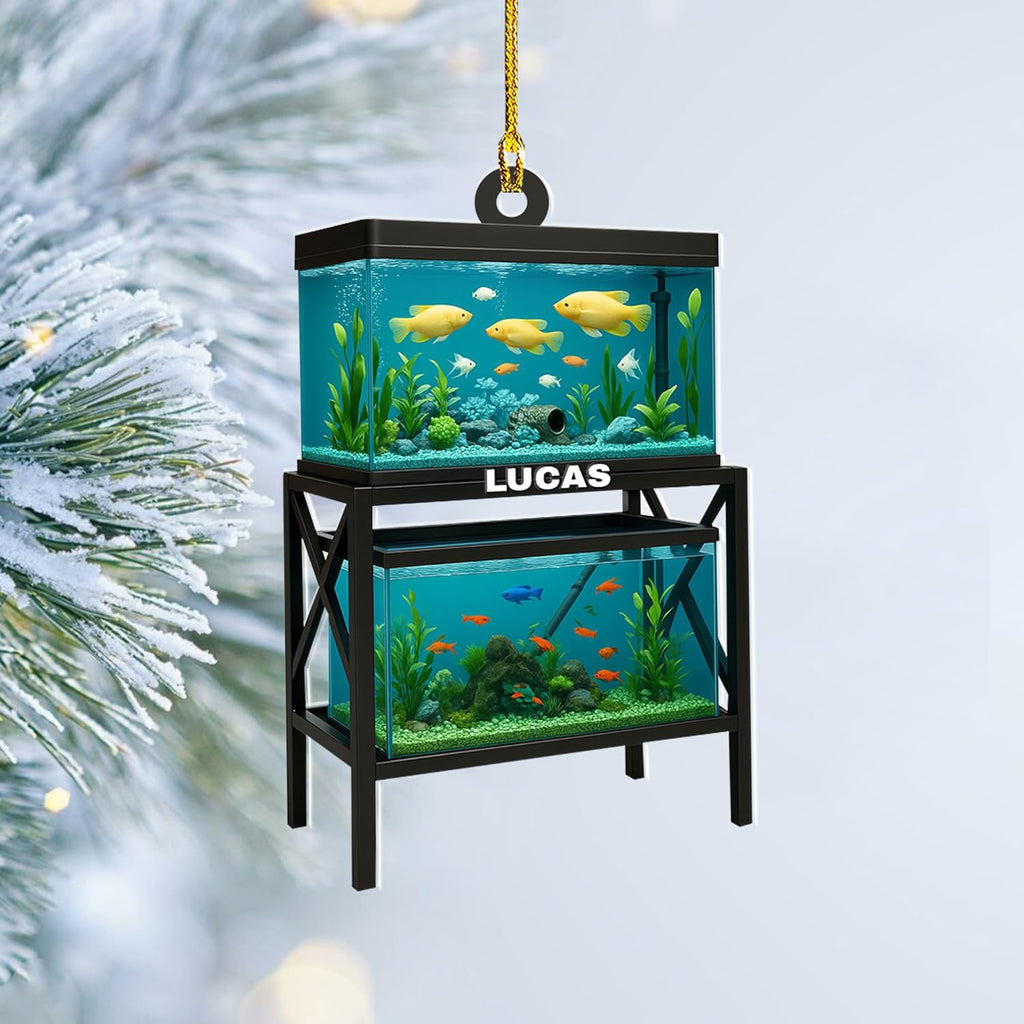 Personalized Aquarium Fish Tank Christmas Ornament 2025, Custom Name Clownfish Holiday Tree Decoration, Unique Keepsake Gift for Fish Lovers, Pet Owners, Kids, Aquarists (ON1)