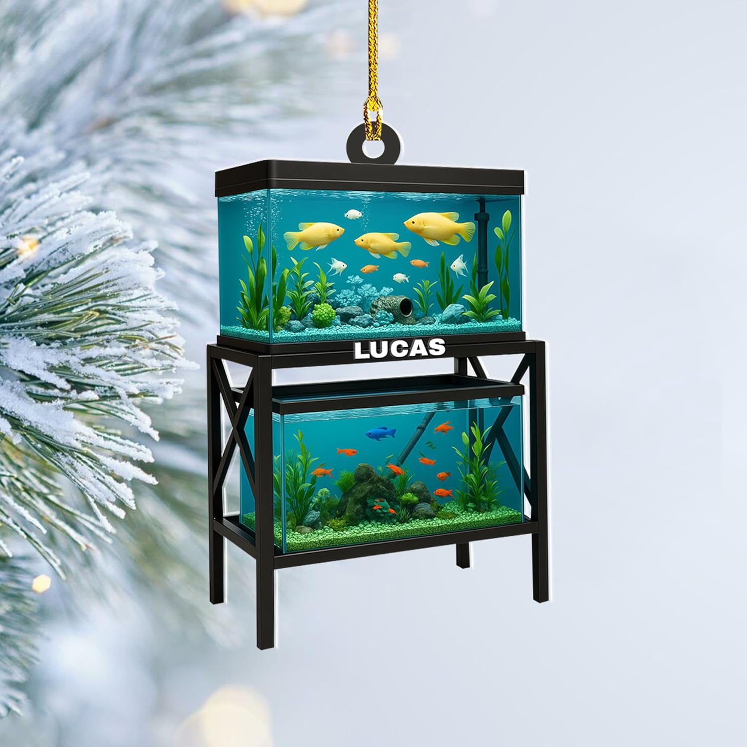 Personalized Aquarium Fish Tank Christmas Ornament 2025, Custom Name Clownfish Holiday Tree Decoration, Unique Keepsake Gift for Fish Lovers, Pet Owners, Kids, Aquarists (ON1)