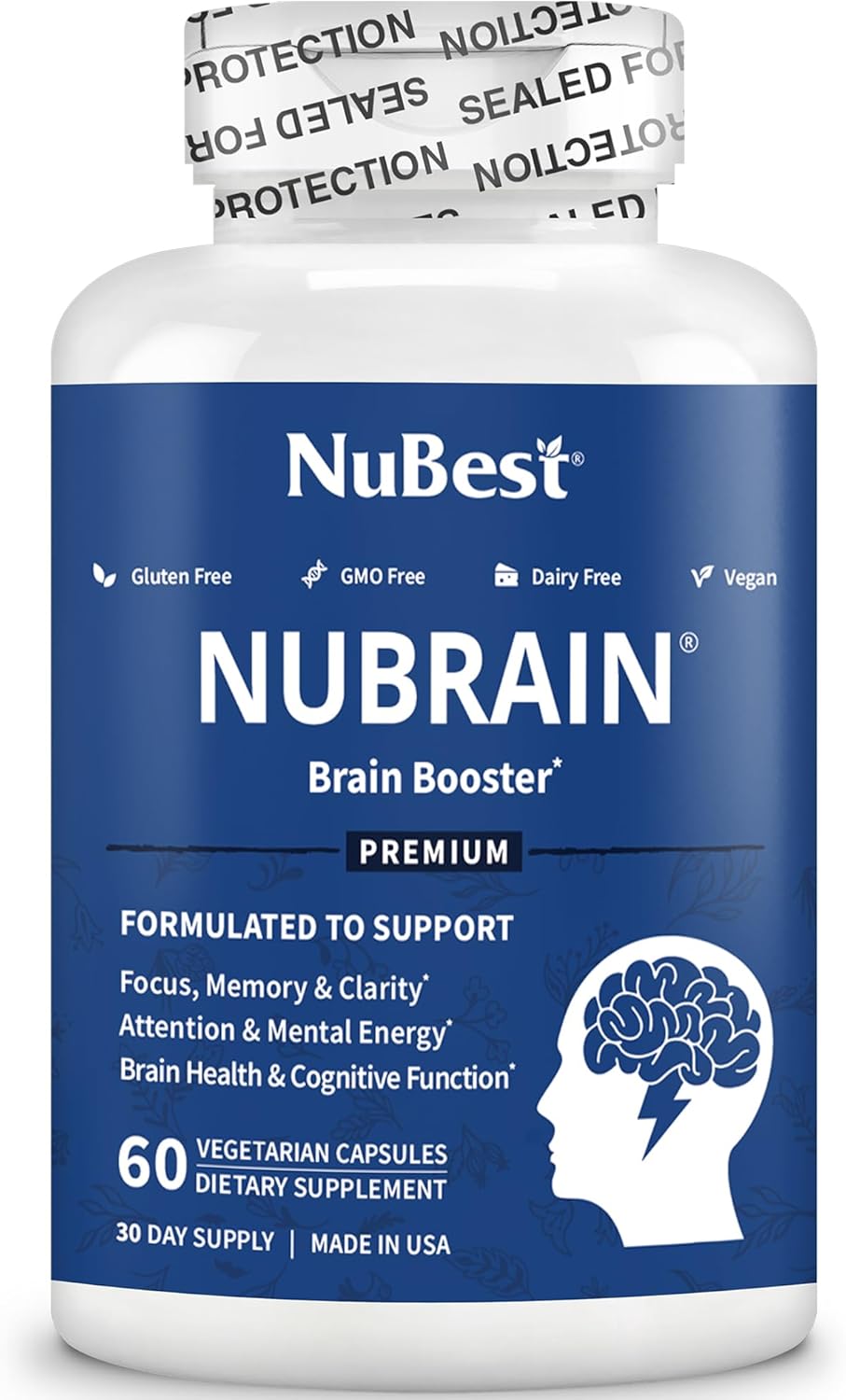 NuBrain Booster - Brain Supplement for Brain Booster, Memory, Focus & Clarity Support with St. John’s Wort, Ginkgo Biloba, Bacopa & More | Pack 2